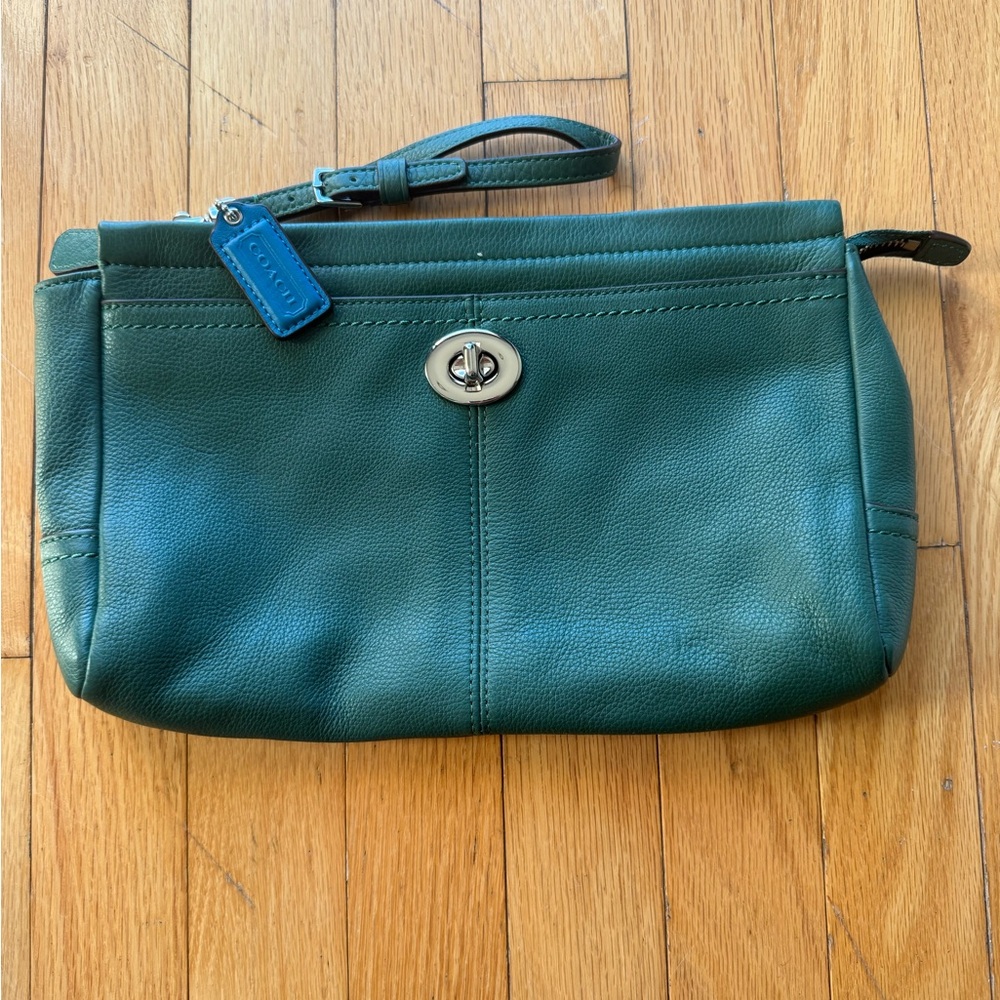 Coach Forest Green Leather Clutch